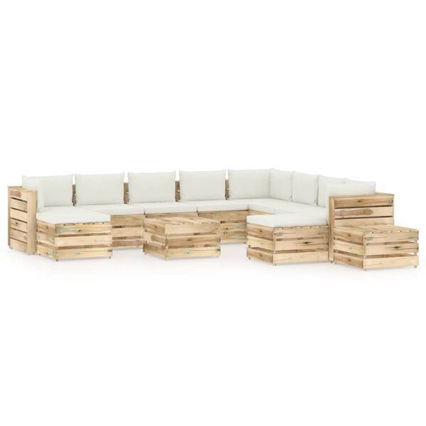 vidaXL 12d&iacute;ln&aacute; zahradn&iacute; souprava s podu&scaron;kami zeleně impregnovan&eacute; dřevo