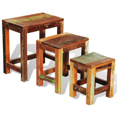 vidaXL Sada hnízdových stolků 3 kusy vintage recyklované dřevo