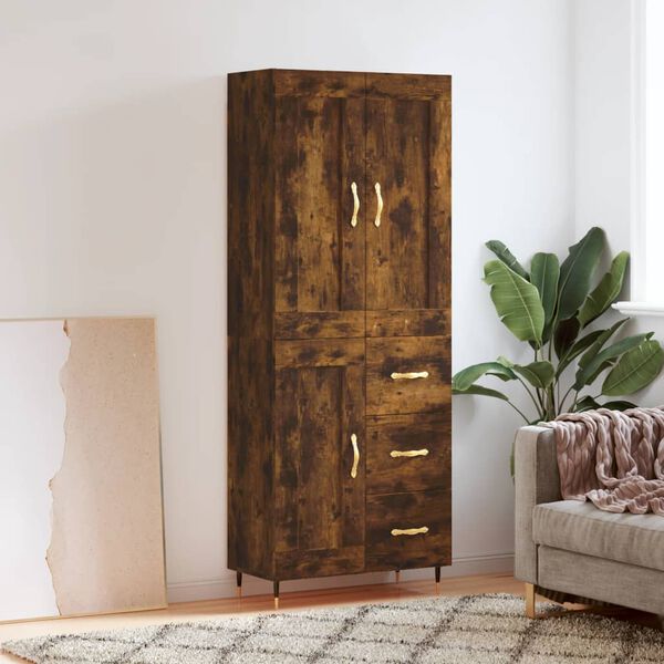 vidaXL Skř&iacute;ň highboard kouřov&yacute; dub 69,5 x 34 x 180 cm kompozitn&iacute; dřevo