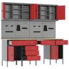 vidaXL Pracovn&iacute; skř&iacute;ň se z&aacute;mkem 10 pcs Červen&aacute; Inžen&yacute;rsk&eacute; dřevo a ocel