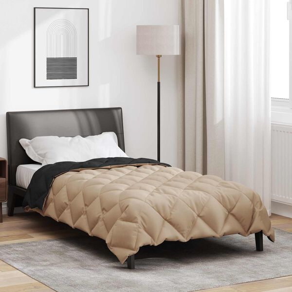 vidaXL Zimn&iacute; přikr&yacute;vka Čern&aacute; a taupe 220 x 155 cm Mikrovl&aacute;kno