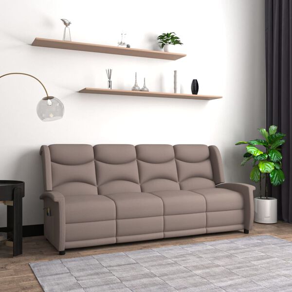 vidaXL 4m&iacute;stn&eacute; mas&aacute;žn&iacute; polohovac&iacute; křeslo taupe l&aacute;tka z mikrovl&aacute;kna