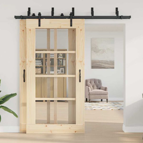 vidaXL Sada př&iacute;slu&scaron;enstv&iacute; pro posuvn&eacute; dveře 213,5 cm ocelov&aacute; čern&aacute;