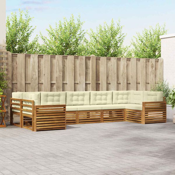 vidaXL Venkovn&iacute; pohovkov&aacute; souprava 7 pcs Přirozen&aacute; a Kr&eacute;mov&aacute;