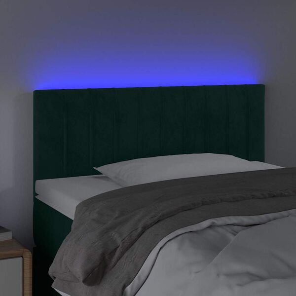 vidaXL Čelo postele s LED tmavě zelen&eacute; 100x5x78/88 cm samet