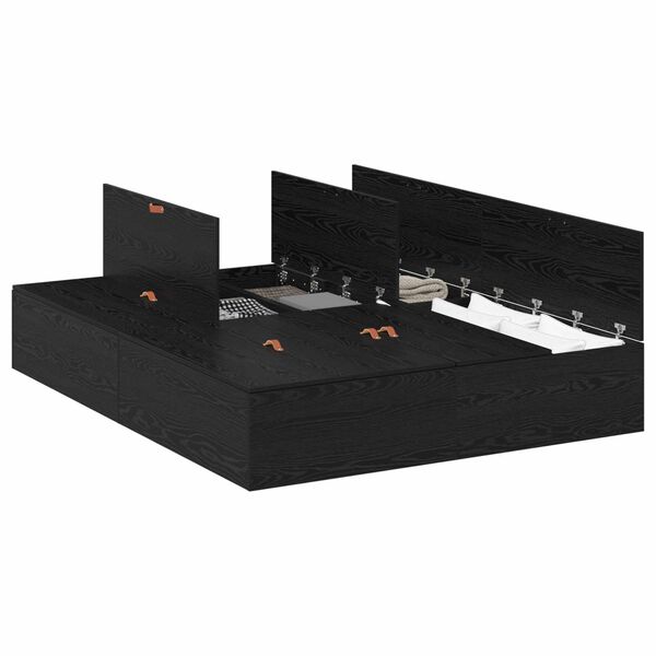 vidaXL R&aacute;m postele s &uacute;ložn&yacute;m prostorem Čern&yacute; dub 140 x 190 cm