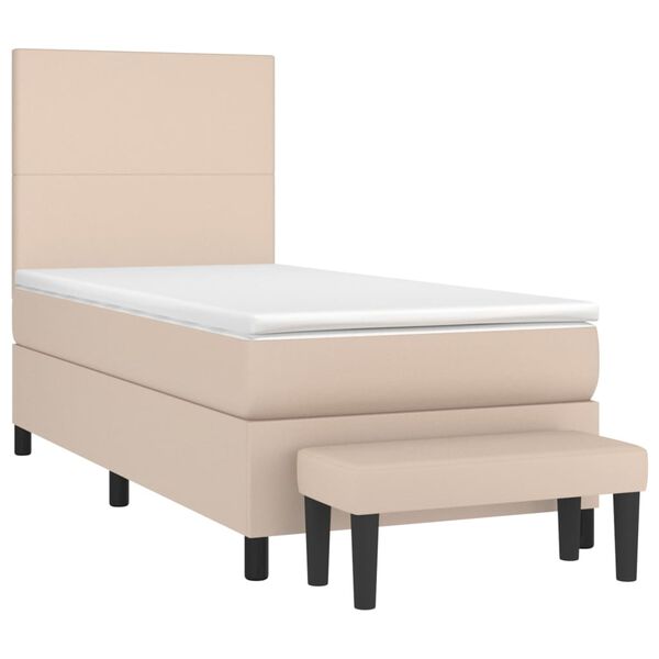 vidaXL Box spring postel s matrac&iacute; cappuccino 100x200 cm uměl&aacute; kůže