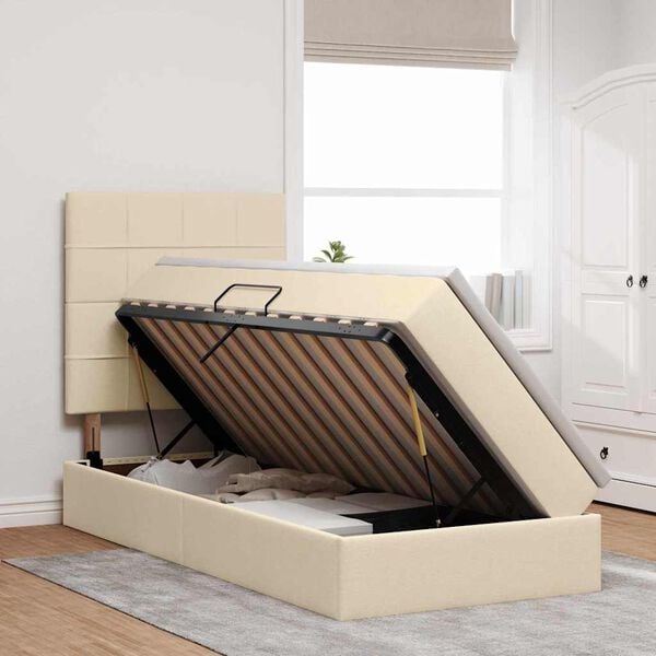 vidaXL Postel s &uacute;ložn&yacute;m prostorem a matrac&iacute; s čelo Kr&eacute;mov&aacute; 90 x 190 cm