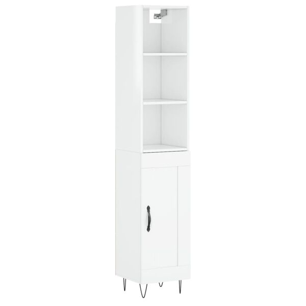 vidaXL Skř&iacute;ň highboard b&iacute;l&aacute; s vysok&yacute;m leskem 34,5x34x180 cm kompozit
