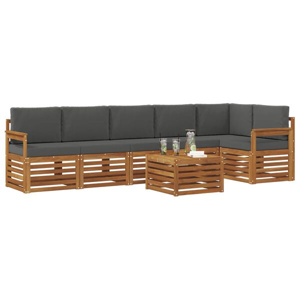 vidaXL Rohov&aacute; sofa sada s pol&scaron;t&aacute;řem 7 pcs Přirozen&aacute; a Anthracitov&aacute;