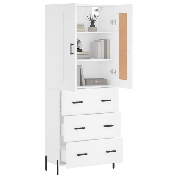 vidaXL Skř&iacute;ň highboard b&iacute;l&aacute; 69,5 x 34 x 180 cm kompozitn&iacute; dřevo