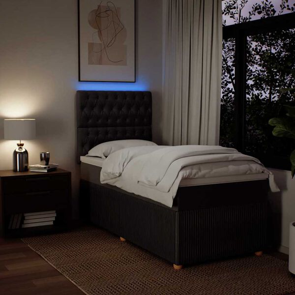 vidaXL Box spring postel s matrac&iacute; tmavě hněd&aacute; 90x190 cm textil