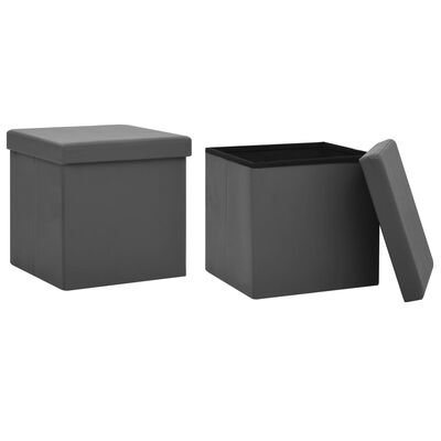 vidaXL Skládací úložné stoličky 2 ks šedé PVC
