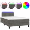 vidaXL Box spring postel s matrac&iacute; a LED tmavě &scaron;ed&aacute; 120 x 190 cm samet