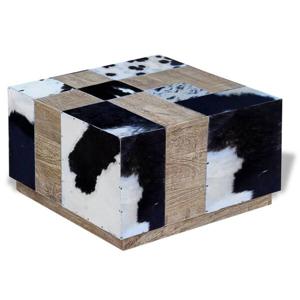 vidaXL Konferenčn&iacute; stolek prav&aacute; kravsk&aacute; kůže 60x60x36 cm