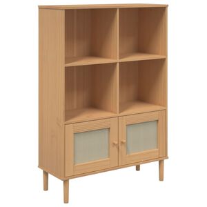 vidaXL Knihovna SENJA ratanov&yacute; vzhled hněd&aacute; 90 x 35 x 130 cm borovice