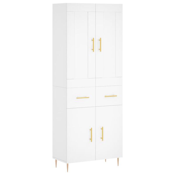vidaXL Skř&iacute;ň highboard b&iacute;l&aacute; 69,5 x 34 x 180 cm kompozitn&iacute; dřevo