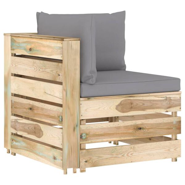 vidaXL D&iacute;lč&iacute; rohov&aacute; pohovka s podu&scaron;kami zeleně impregnovan&eacute; dřevo