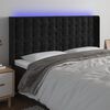 vidaXL Čelo postele s LED čern&eacute; 203 x 16 x 118/128 cm samet