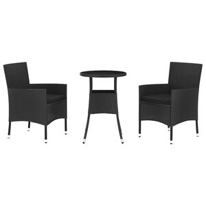 vidaXL 3d&iacute;ln&yacute; zahradn&iacute; bistro set s podu&scaron;kami čern&yacute; polyratan