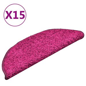 vidaXL Schodov&eacute; rohože 15 ks 56 x 17 x 3 cm růžov&eacute;, půlkulat&eacute;
