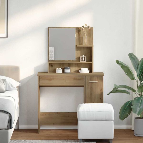 vidaXL Toaletní stolek se zrcadlem dub artisan 86,5x35x136 cm