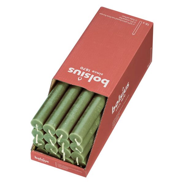 Bolsius Stoln&iacute; sv&iacute;čky Shine 16 ks 27 cm svěže olivov&eacute;