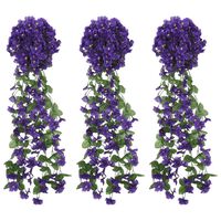 vidaXL Umělé květinové girlandy 3 ks tmavě fialové 85 cm