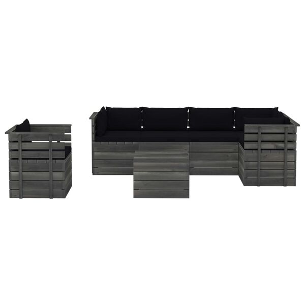 vidaXL 7d&iacute;ln&aacute; zahradn&iacute; sedac&iacute; souprava z palet + podu&scaron;ky borov&eacute; dřevo