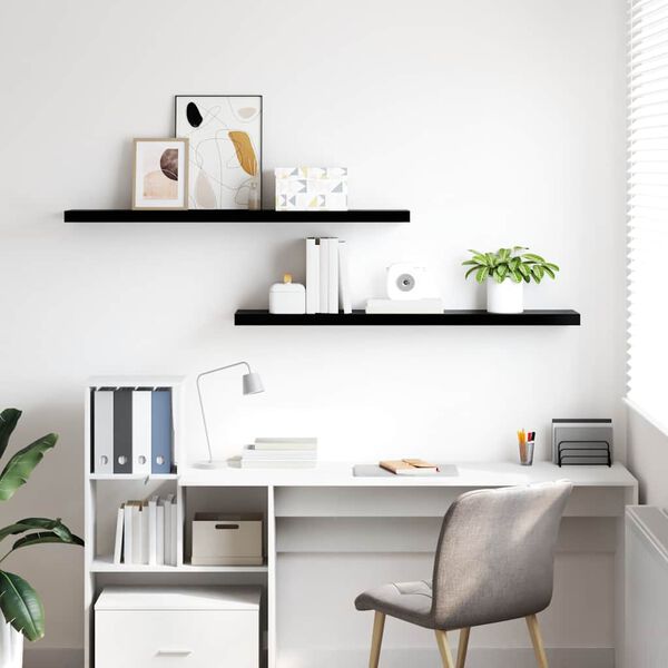 vidaXL Plovouc&iacute; n&aacute;stěnn&eacute; police 2 ks leskl&eacute; čern&eacute; 120x23,5x3,8 cm MDF