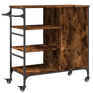 vidaXL Kuchyňsk&yacute; voz&iacute;k kouřov&yacute; dub 87,5x38,5x84,5 cm kompozitn&iacute; dřevo