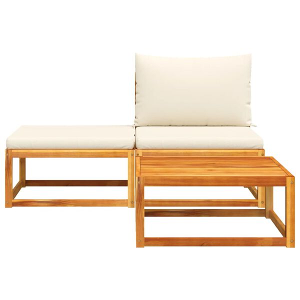 vidaXL 3dílná zahradní sedací souprava s polštáři, akácie a provaz