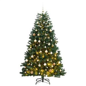 vidaXL Uměl&yacute; skl&aacute;pěc&iacute; v&aacute;nočn&iacute; stromek se 150 LED a koulemi 150 cm