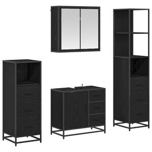 vidaXL Sada koupelnov&eacute;ho n&aacute;bytku 4 pcs Čern&yacute; dub kompozitn&iacute; dřevo