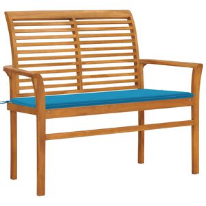 vidaXL Zahradn&iacute; lavice s modrou podu&scaron;kou 112 cm masivn&iacute; teak