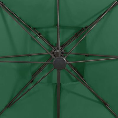 vidaXL Konzolový slunečník s dvojitou stříškou 300 x 300 cm zelený