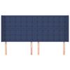 vidaXL Čelo postele typu u&scaron;&aacute;k modr&eacute; 163x16x118/128 cm textil