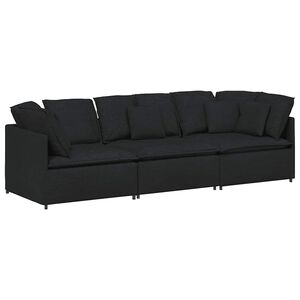 vidaXL Modul&aacute;rn&iacute; pohovka s pol&scaron;t&aacute;ři textil čern&aacute;