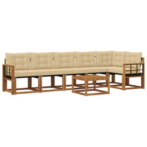 vidaXL Venkovn&iacute; pohovkov&aacute; souprava 7 pcs Přirozen&aacute; a B&eacute;žov&aacute;