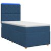 vidaXL Postel boxspring s matrac&iacute; s LED p&aacute;sky Modr&aacute; 90 x 190 cm Textil