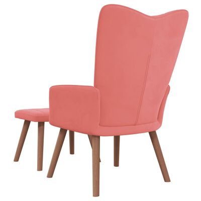 vidaXL Relaxační křeslo se stoličkou růžové samet