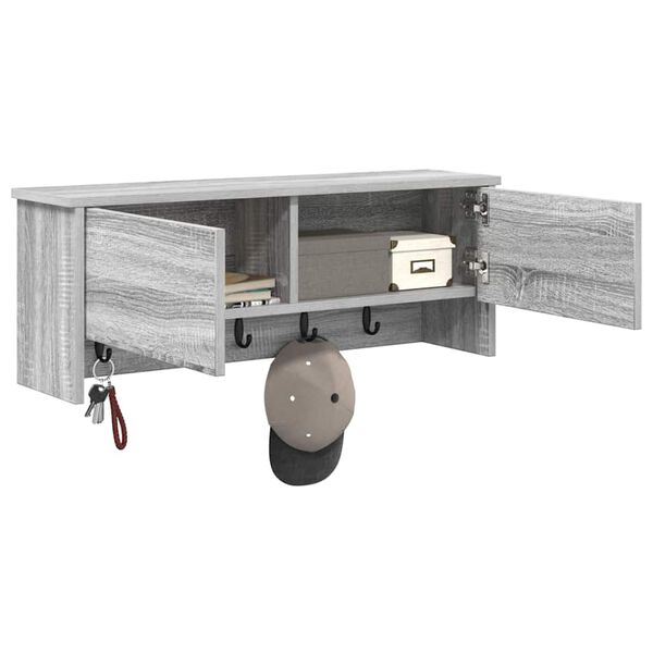 vidaXL N&aacute;stěnn&yacute; vě&scaron;&aacute;k na kab&aacute;ty s polic&iacute; &Scaron;ed&aacute; Sonoma 80 x 20 x 30 cm