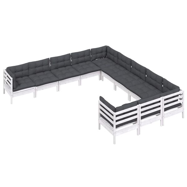 vidaXL 11d&iacute;ln&aacute; zahradn&iacute; sedac&iacute; souprava s podu&scaron;kami b&iacute;l&aacute; borovice