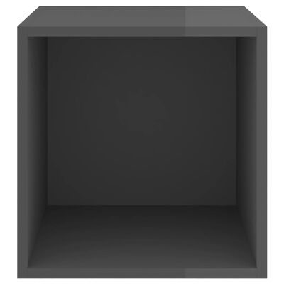 vidaXL Nástěnné skříňky 2 ks šedé vysoký lesk 37x37x37 cm dřevotříska