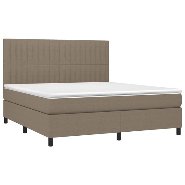 vidaXL Box spring postel s matrac&iacute; a LED taupe 180x200 cm textil