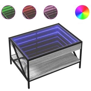 vidaXL Konferenčn&iacute; stolek s Infinity LED &scaron;ed&yacute; sonoma 70 x 50 x 38 cm