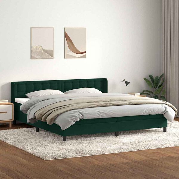 vidaXL Box spring postel s matrac&iacute; tmavě zelen&aacute; 200x210 cm samet