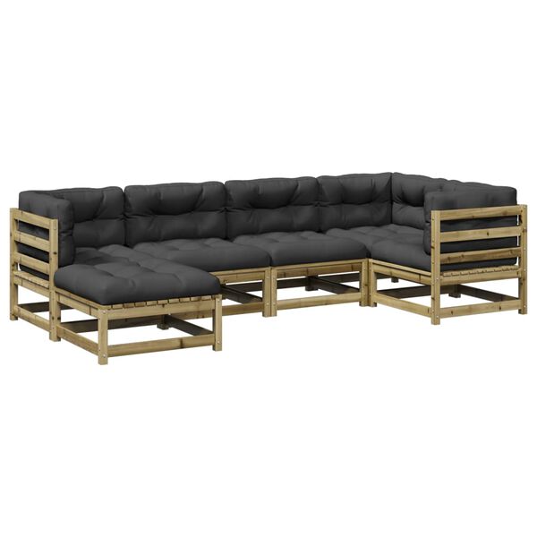 vidaXL 6d&iacute;ln&aacute; zahradn&iacute; sedac&iacute; souprava a podu&scaron;ky impregnovan&aacute; borovice