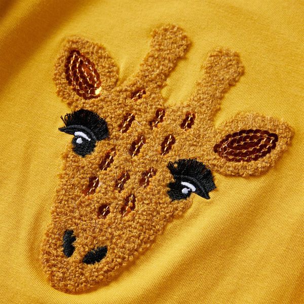 Dětsk&eacute; tričko s dlouh&yacute;m ruk&aacute;vem tmavě okrov&eacute; 116