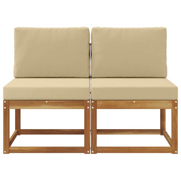 vidaXL 2 Kus Venkovn&iacute; středn&iacute; pohovka Masivn&iacute; ak&aacute;tov&eacute; dřevo Př&iacute;rodn&iacute;